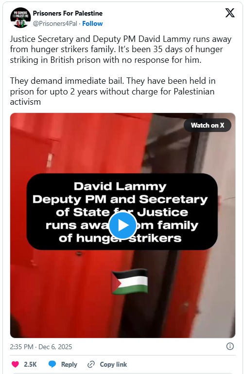 Palestine hunger strike UK